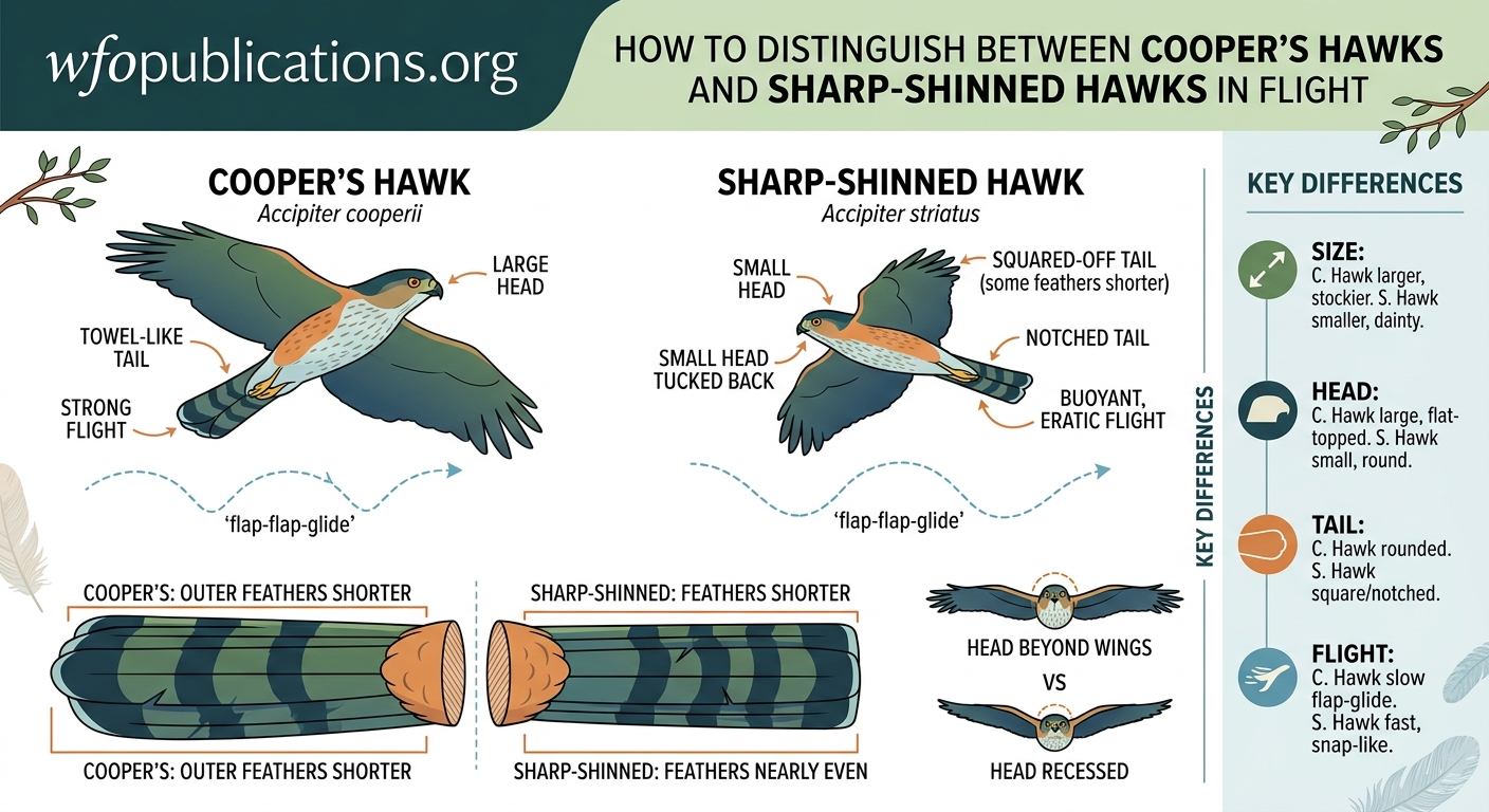 How to Distinguish Between Cooper's Hawks and Sharp-shinned Hawks in Flight - Illustration 1
