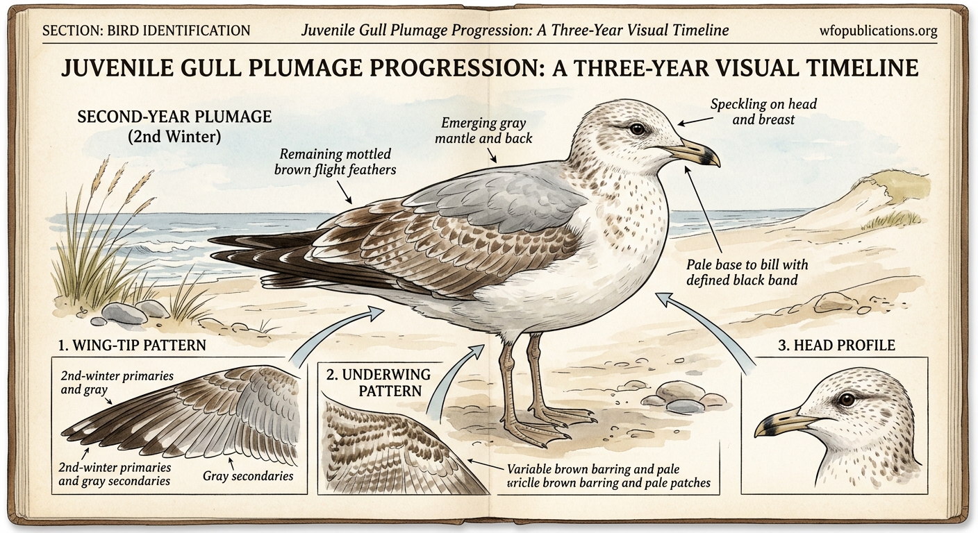 Juvenile Gull Plumage Progression: A Three-Year Visual Timeline - Illustration 1
