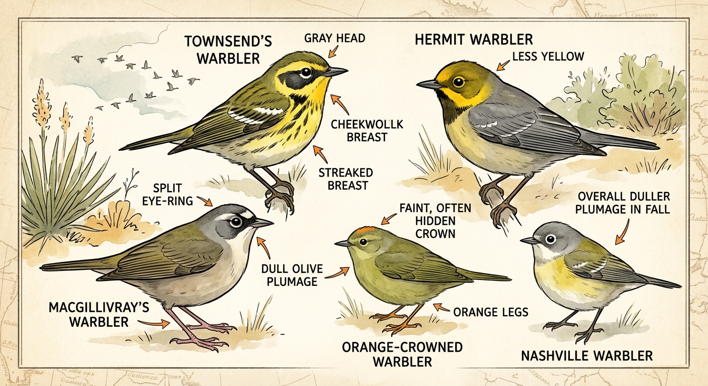 Why Your Warbler Might Not Be Yellow: Identifying Fall Warblers in Western Migration - Illustration 1