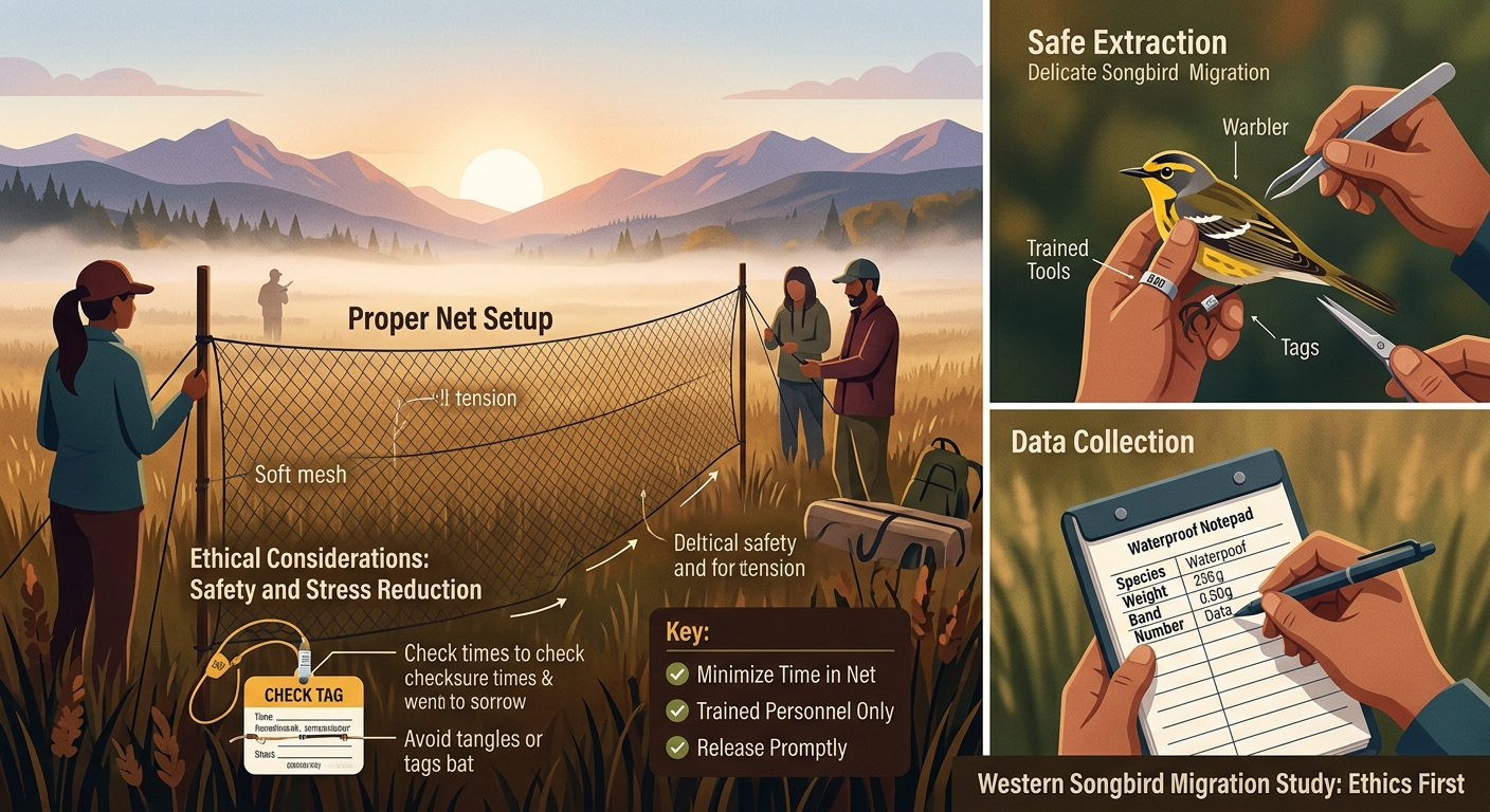 Mist Netting Ethics and Techniques for Studying Western Songbird Migration — image 1