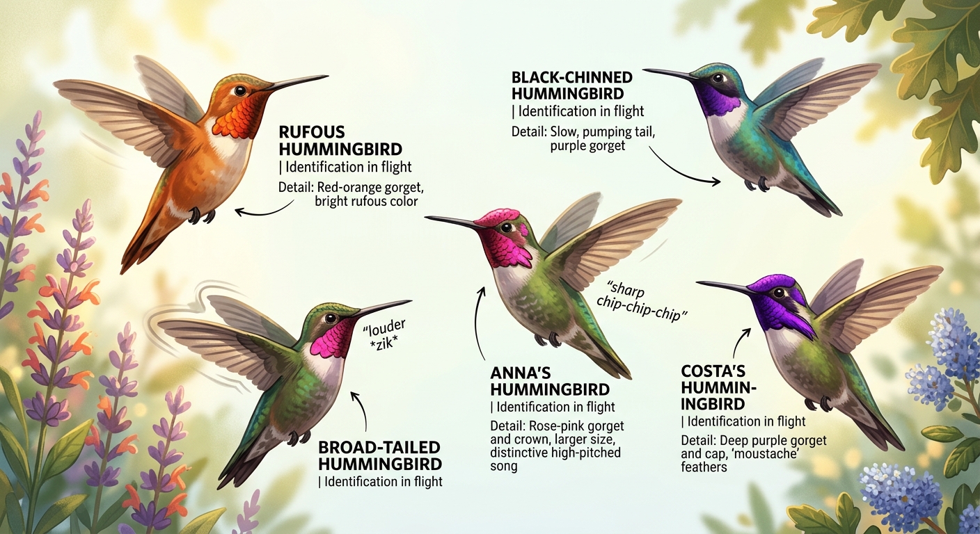 Identifying All Five Western Hummingbird Species in Flight — image 1